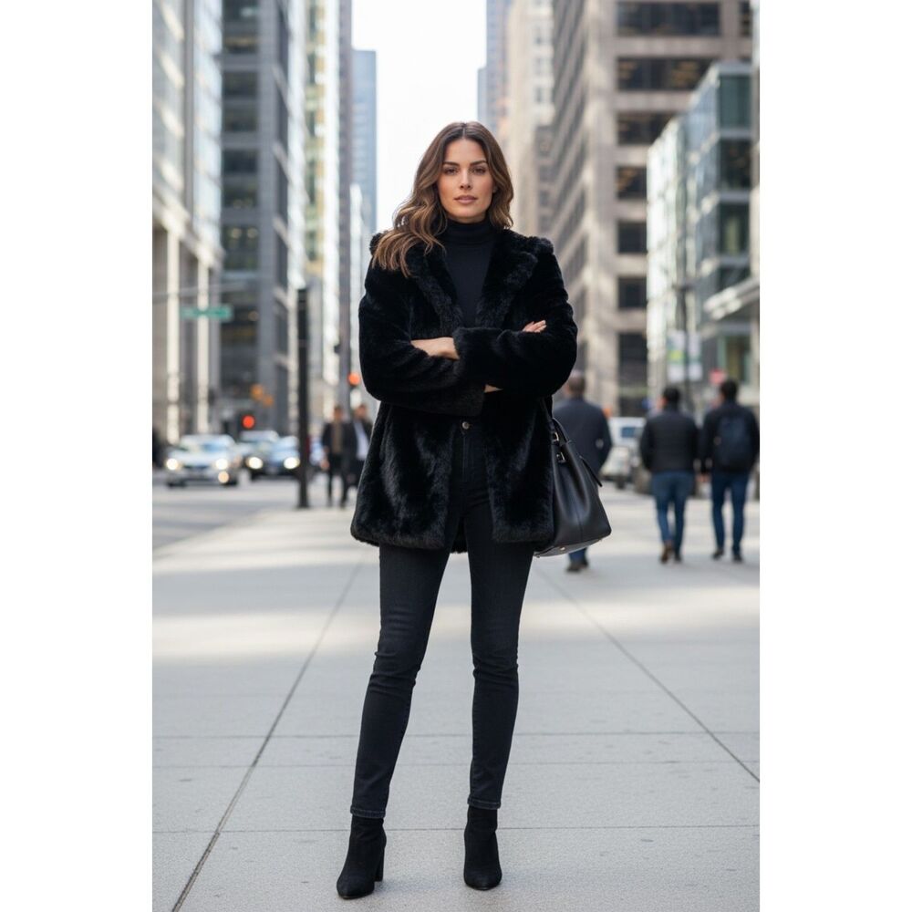 ZARA Black Hooded Coat Women's Size XS - Gently Used